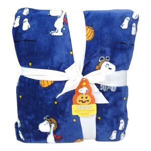 Peanuts VelvetLoft Twin Blanket Snoopy Halloween By Berkshire Navy Fall 90"x60"